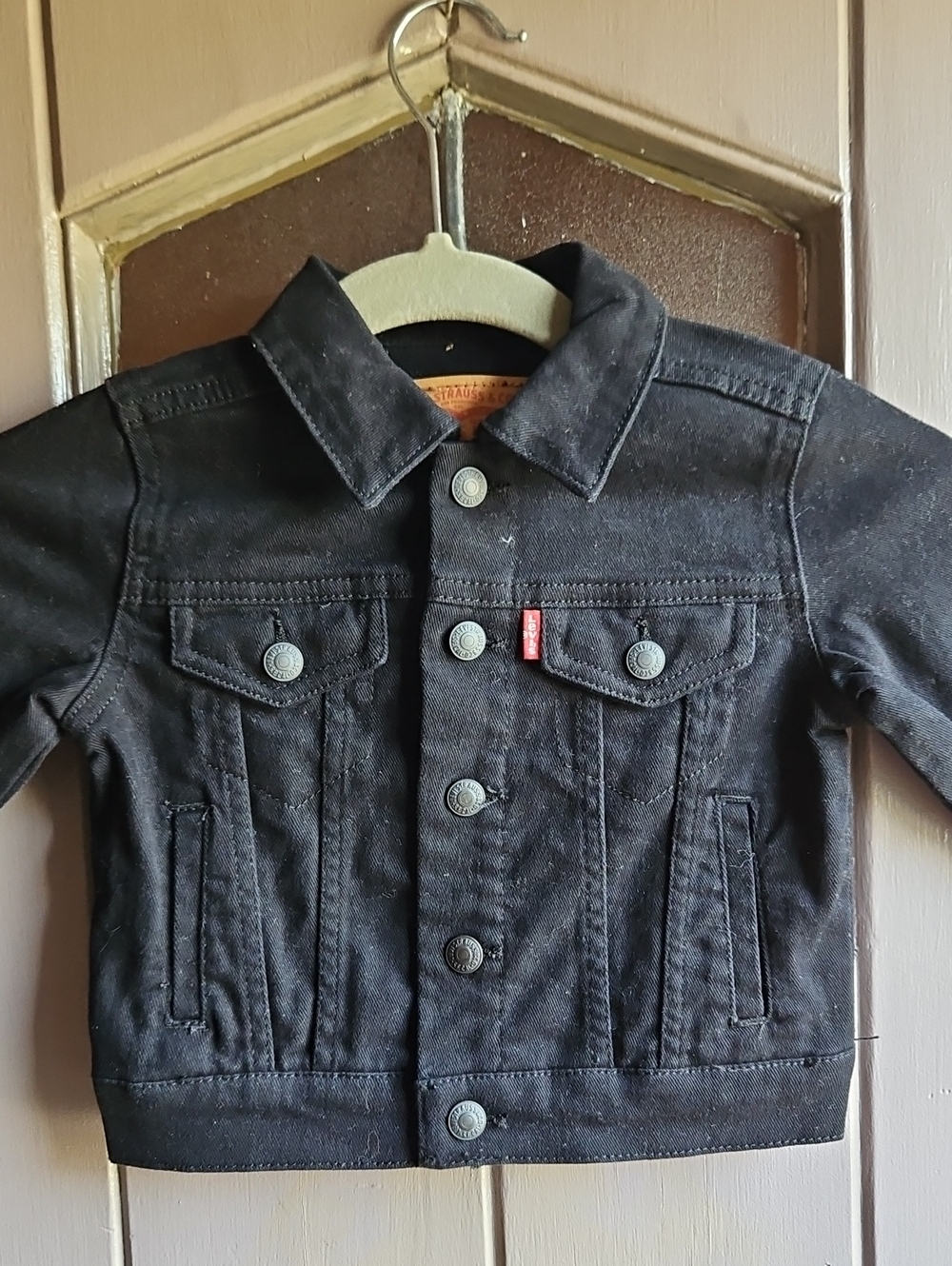 Levi's Kids Black Denim Trucker Jacket Snap Front Closure
